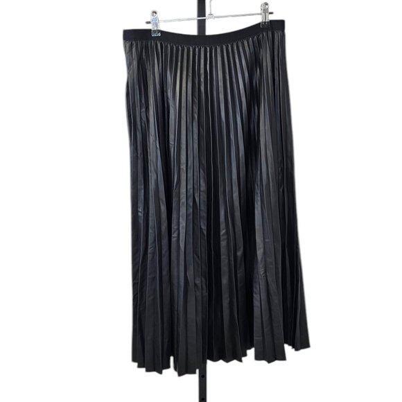 Aritzia Babaton Jude Faux Leather Pleated Accordion Midi Skirt, Black, Large - Picture 1 of 9